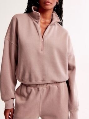 Abercrombie & Fitch Sunday Half-zip Pullover - Brown - XS